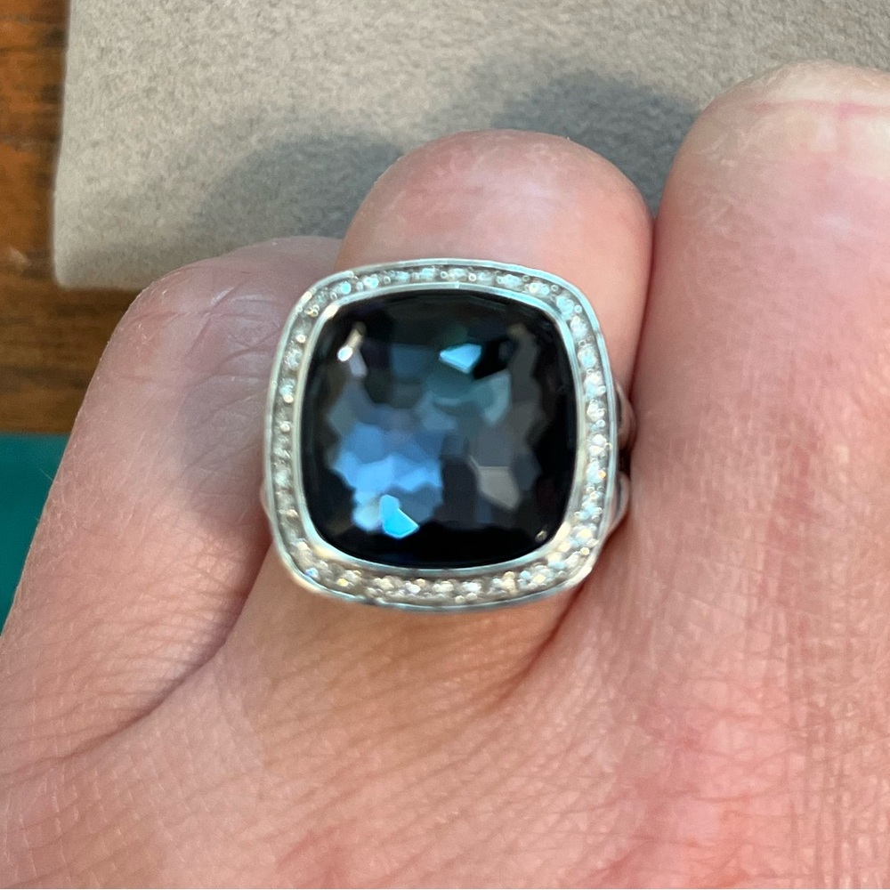 David Yurman Silver Band with Deep purple Gemstone